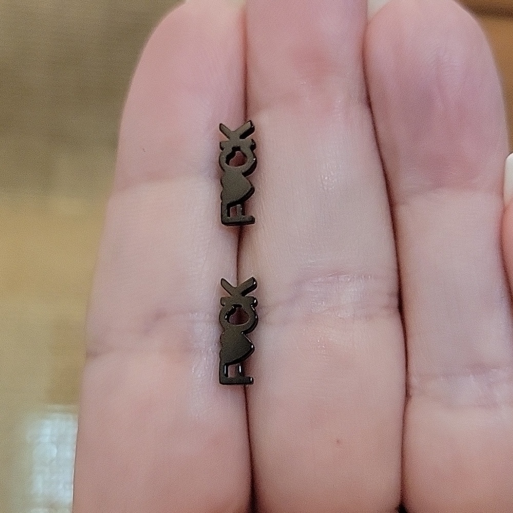 F BOMB Profanity Stud Earrings, choice of color - Picture 5 of 9
